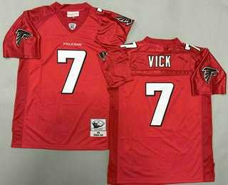 Men%27s Atlanta Falcons #7 Michael Vick Red 2003 Throwback Jersey