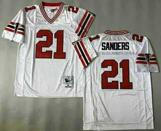 Men%27s Atlanta Falcons #21 Deion Sanders White 1989 Throwback Jersey