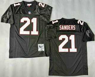 Men%27s Atlanta Falcons #21 Deion Sanders Black 1992 Throwback Jersey