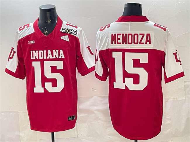 Men%27s Indiana Hoosiers #15 Fernando Mendoza Red Alternate F.U.S.E. 2026 Patch Stitched Jersey