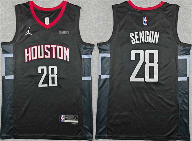 Men%27s Houston Rockets #28 Alperen Sengun Black Statement Edition Stitched Jersey