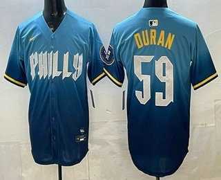 Men%27s Philadelphia Phillies #59 Jhoan Duran Blue 2024 City Cool Base Jersey