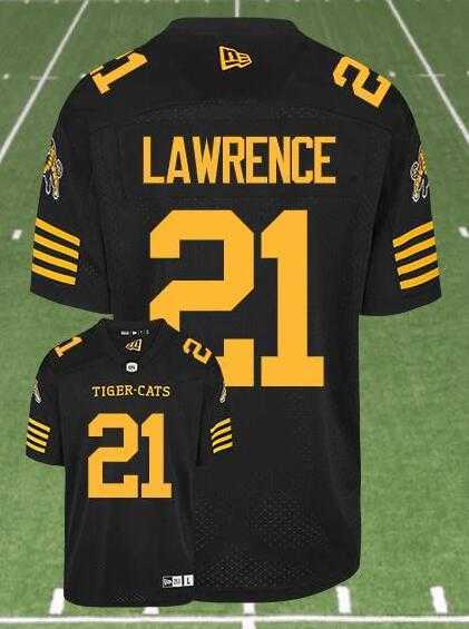 CFL Hamilton Tiger-Cats #21 LAWRENCE Black Crested Home Replica Jersey