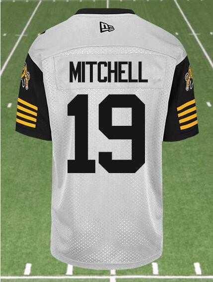 CFL Hamilton Tiger-Cats #19 MITCHELL Crested Away White Jersey