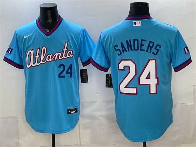 Men%27s Atlanta Braves #24 Deion Sanders Powder Blue 2026 City Connect Stadium Stitched Jersey