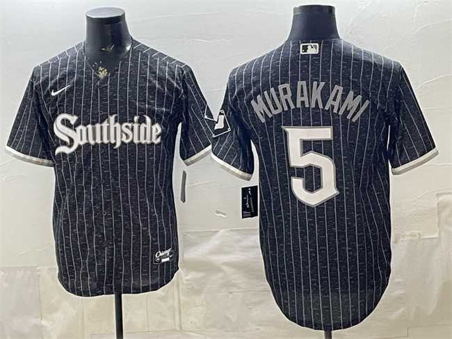 Men%27s Chicago White Sox #5 Munetaka Murakami Black 2021 City Connect Cool Base Stitched Jersey