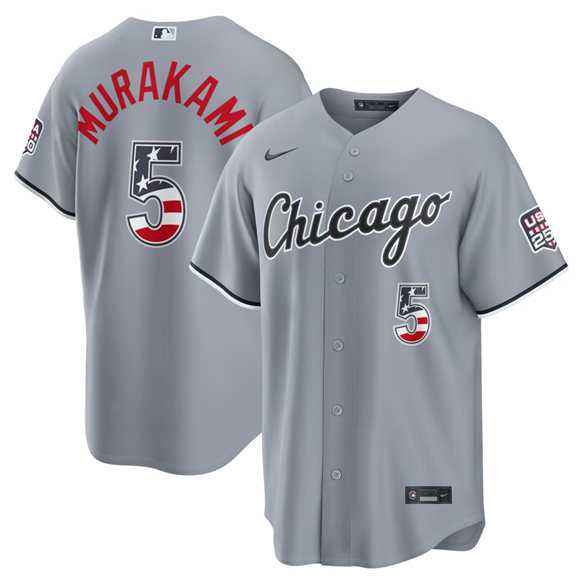 Men%27s Chicago White Sox #5 Munetaka Murakami Gray USA 250 Fourth of July Home Stitched Jersey Dzhi