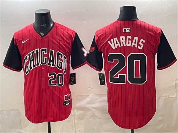 Men%27s Chicago White Sox #20 Miguel Vargas Red Black 2025 City Connect Limited Stitched Jersey