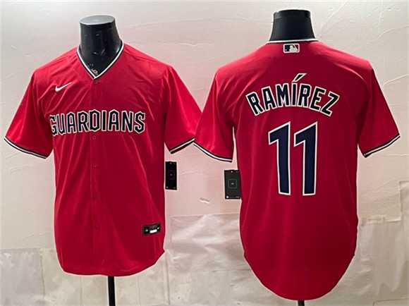 Men%27s Cleveland Guardians #11 Jose Ramirez Red Cool Base Stitched Jersey