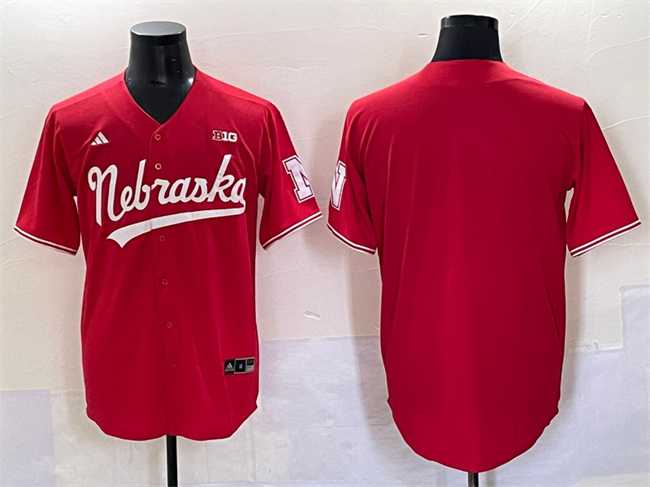 Men%27s Nebraska Huskers Blank Red With Patch Stitched Jersey