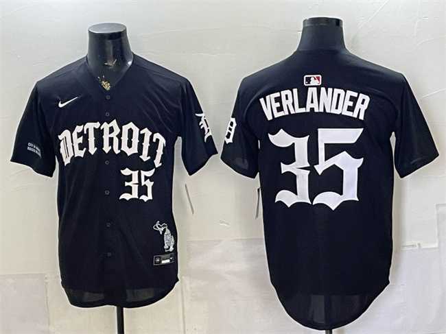 Men%27s Detroit Tigers #35 Justin Verlander 2026 Black %27Motor Gothic Edition%27 Vapor Premier Limited Stitched Jersey Dzhi