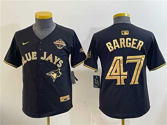 Youth Toronto Blue Jays #47 Addison Barger Black Gold 2025 American League Champions Limited Stitched Jersey Dzhi