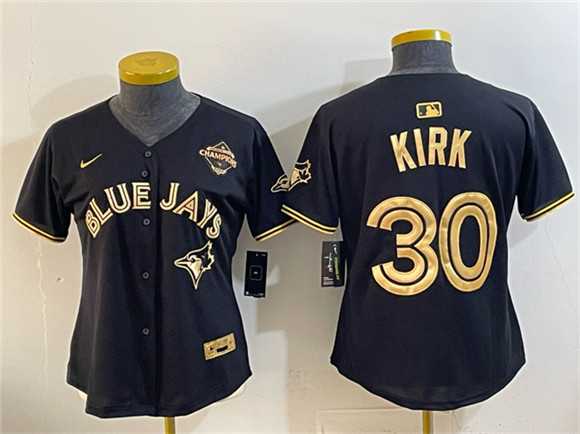 Youth Toronto Blue Jays #30 Alejandro Kirk Black Gold 2025 American League Champions Limited Stitched Jersey Dzhi