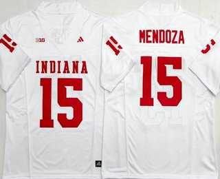 Men%27s Indiana Hoosiers #15 Fernando Mendoza Limited White Alternate College Jersey