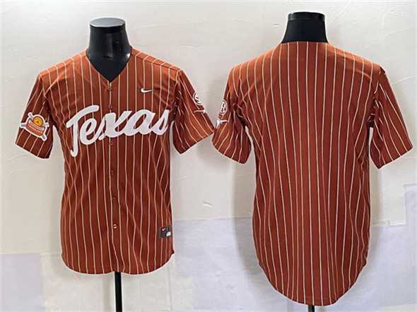 Men%27s Texas Longhorns Blank Orange Pinstripe 2025 Softball National Champions & SEC Patch Stitched Jersey