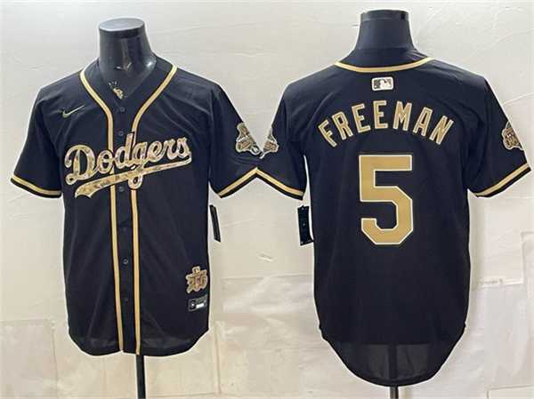 Men%27s Los Angeles Dodgers #5 Freddie Freeman Black Military Appreciation Game Day Stitched Jersey Dzhi