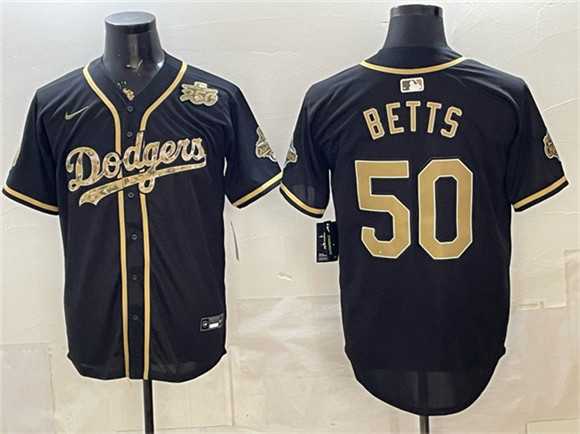 Men%27s Los Angeles Dodgers #50 Mookie Betts Black Military Appreciation Game Day Stitched Jersey Dzhi