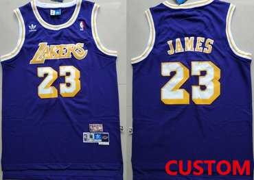 Men%27s Los Angeles Lakers Custom Purple Hardwood Classics Jersey