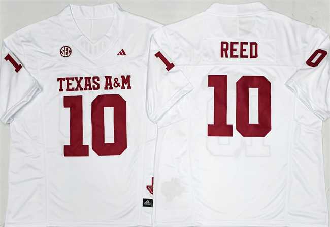 Men%27s Texas A&M Aggies Lions #10 Marcel Reed White 2025 F.U.S.E. Stitched Jersey