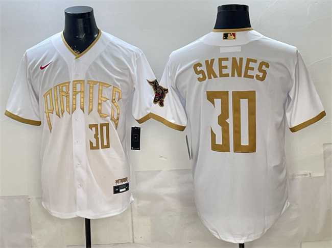 Men%27s Pittsburgh Pirates #30 Paul Skenes White 2026 City Connect Stadium Stitched Jersey