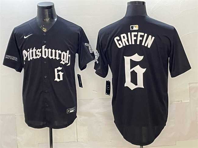 Men%27s Pittsburgh Pirates #6 Konnor Griffin Black %27Gothic Steel City Edition%27 Vapor Limited Stitched Jersey