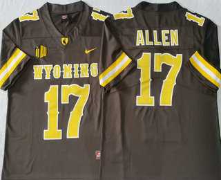 Men%27s Wyoming Cowboys #17 Josh Allen Brown Vapor Limited Stitched Nike Jersey