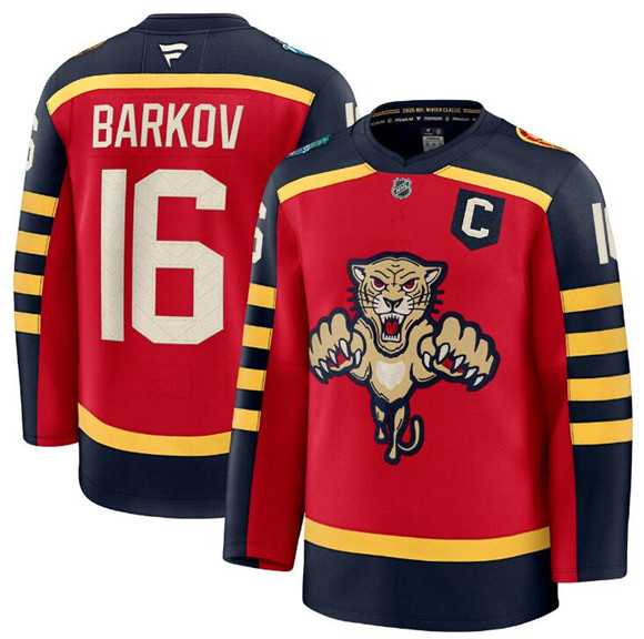 Men%27s Florida Panthers #16 Aleksander Barkov Red 2026 With C Patch Winter Classic Stitched Hockey Jersey Dzhi