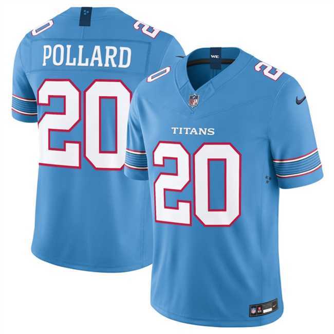Men%27s Tennessee Titans #20 Tony Pollard Light Blue 2026 F.U.S.E. Vapor Limited Stitched Jersey Dzhi