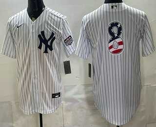 Men%27s New York Yankees #8 Yogi Berra White 2026 USA 250 Fourth of July Home Stadium Stitched Jersey Dzhi