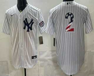 Men%27s New York Yankees #2 Derek Jeter White 2026 USA 250 Fourth of July Home Stadium Stitched Jersey Dzhi