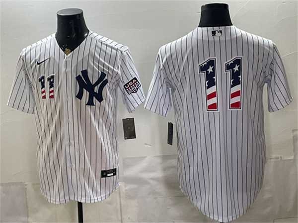 Men%27s New York Yankees #11 Anthony Volpe White 2026 USA 250 Fourth of July Home Stadium Stitched Baseball Jersey Dzhi