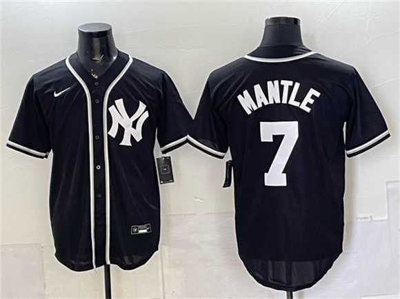 Men%27s New York Yankees #7 Mickey Mantle 2026 Fashion Replica Black Out Stitched Jersey