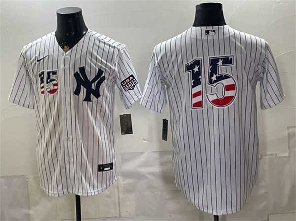 Men%27s New York Yankees #15 Thurman Munson White 2026 USA 250 Fourth of July Home Stadium Stitched Baseball Jersey Dzhi