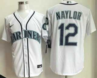 Men%27s Seattle Mariners #12 Josh Naylor White Cool Base Jersey
