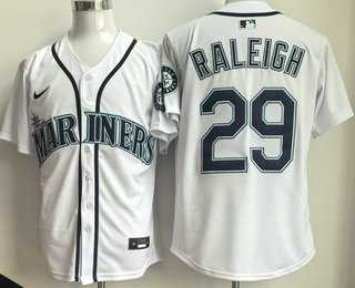 Men%27s Seattle Mariners #29 Cal Raleigh White Limited Jersey