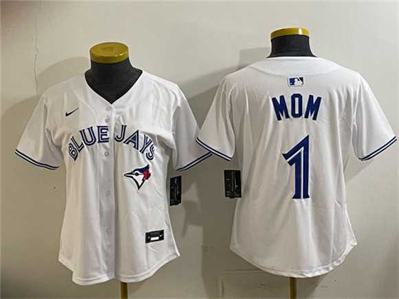 Women%27s Toronto Blue Jays #1 Mom White Limited Stitched Jersey(Run Small)
