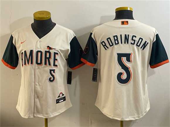 Youth Baltimore Orioles #5 Brooks Robinson Natural 2026 City Connect Stadium Stitched Jersey