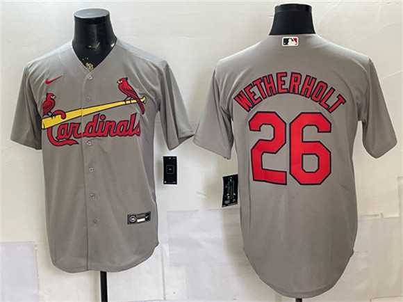 Men%27s St. Louis Cardinals #26 JJ Wetherholt Gray Cool Base Stitched Jersey