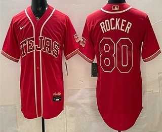Men%27s Texas Rangers #80 Kumar Rocker Red 2026 City Connect Stadium Jersey
