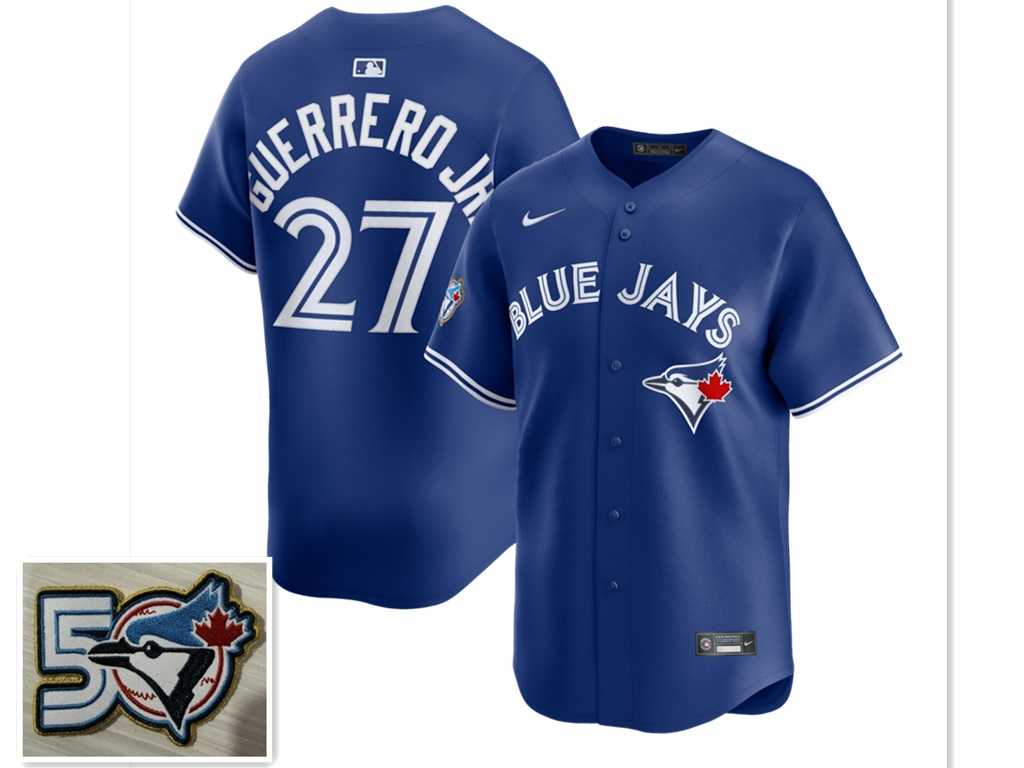 Men%27s Toronto Blue Jays #27 Vladimir Guerrero Jr. Royal 50th Anniversary Alternate Limited Jersey
