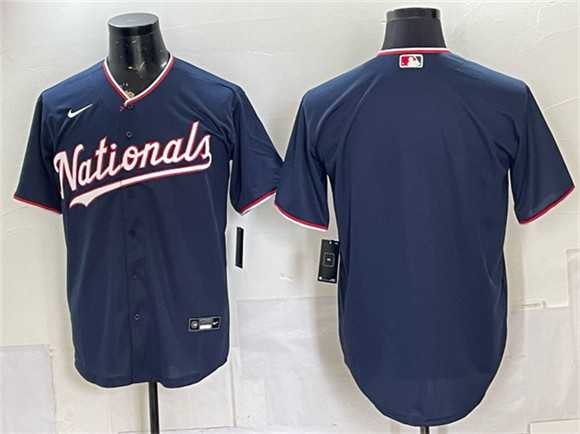 Men%27s Washington Nationals Blank Navy Stitched Jersey