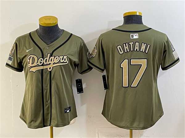 Women%27s Los Angeles Dodgers #17 Shohei Ohtani Olive 2026 Armed Forces Day Stitched Jersey(Run Small) Dzhi