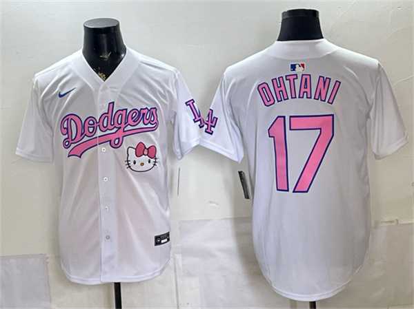 Women%27s Los Angeles Dodgers #17 Shohei Ohtani White 2025 Hello Kitty Vapor Limited Stitched Jersey(Run Small) Dzhi