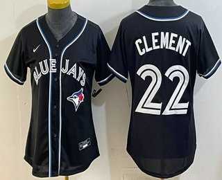 Women%27s Toronto Blue Jays #22 Ernie Clement 2026 Black Fashion Cool Base Jersey