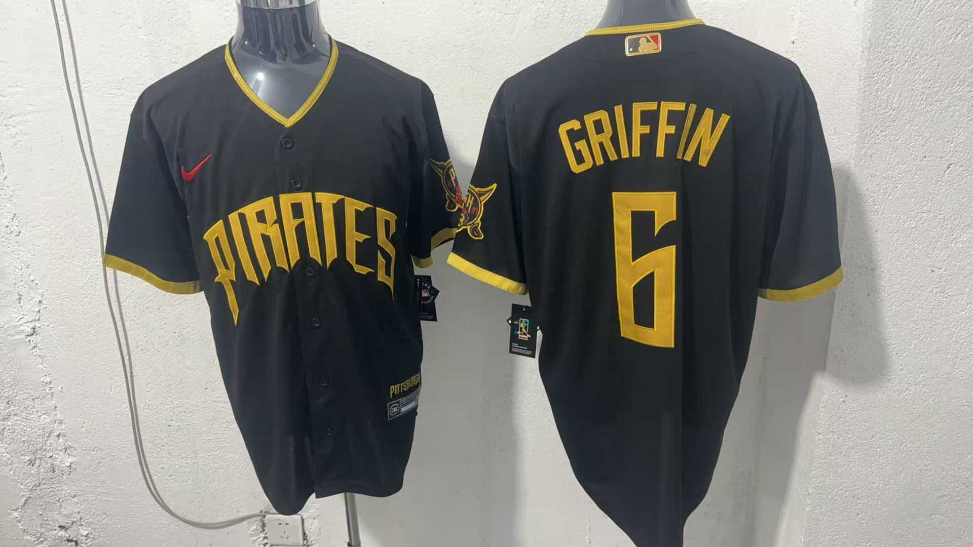 Men%27s Pittsburgh Pirates #6 Konnor Griffin Black 2026 City Connect Stadium Jersey