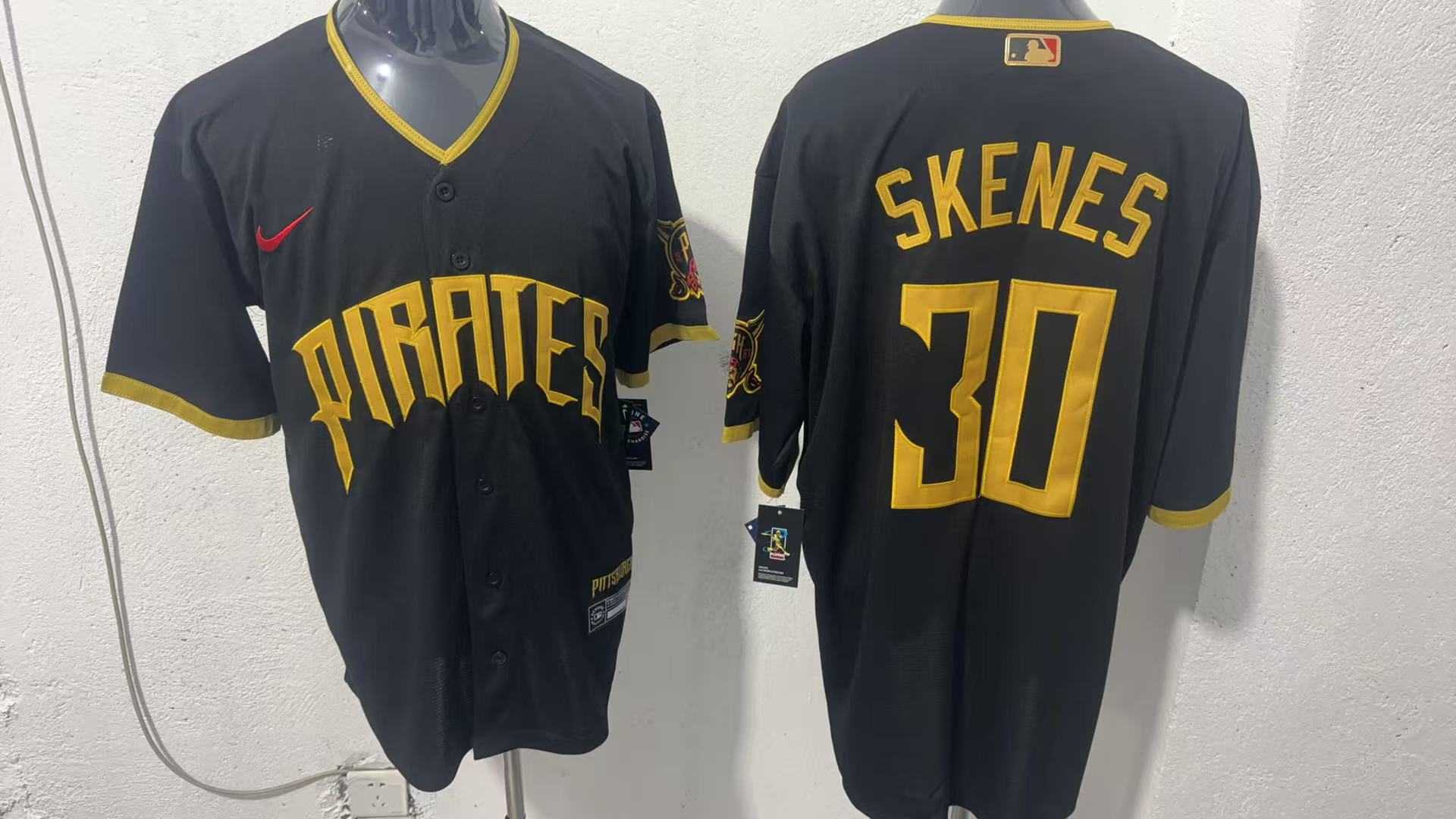 Men%27s Pittsburgh Pirates #30 Paul Skenes Black 2026 City Connect Stadium Jersey