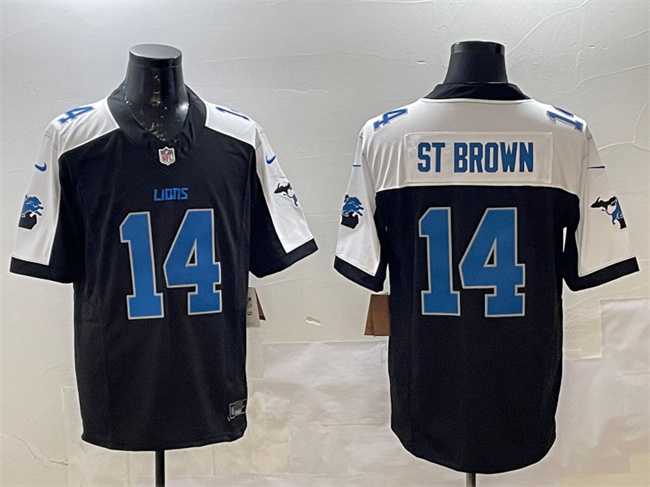 Men%27s Detroit Lions #14 Amon-Ra St. Brown Black Alternate F.U.S.E. 2024 Michigan Patch Vapor Limited Stitched Game Jersey