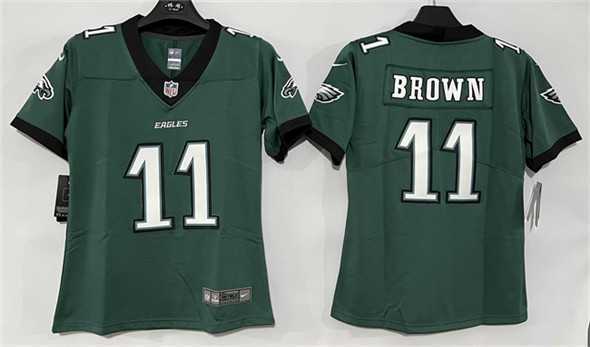 Women%27s Philadelphia Eagles #11 A. J. Brown Green New Vapor Untouchable Limited Stitched Jersey