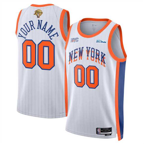 Men%27s New Yok Knicks Active Player Custom White 2026 Finals Patch City Edition Stitched Basketball Jersey