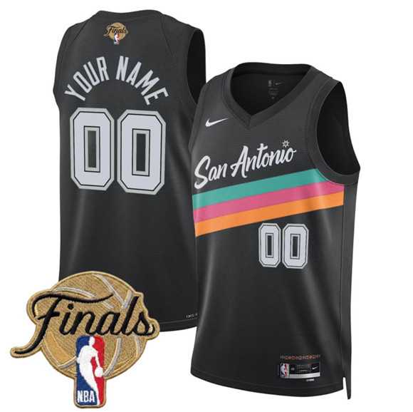 Men%27s San Antonio Spurs Active Player Custom Black 2026 Finals Patch City Edition Stitched Basketball Jersey